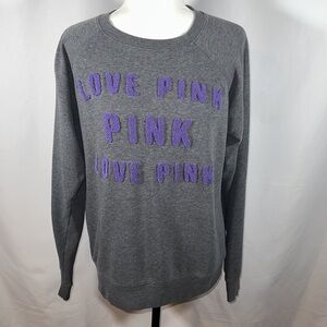 Victoria’s Secret PINK Oversized Grey & Purple Love Pink Sweater